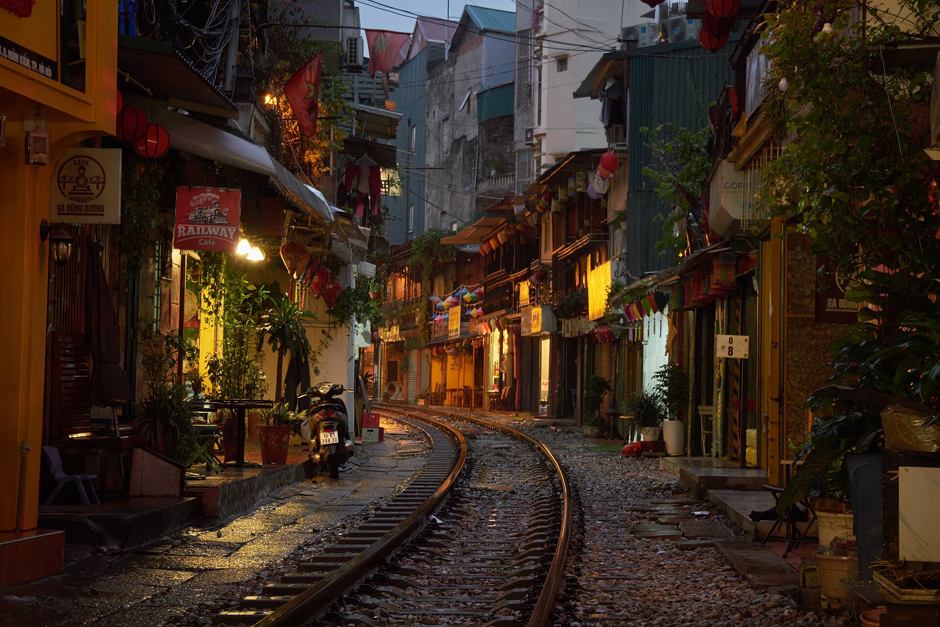 The railway line between the houses on Train Street, Hanoi